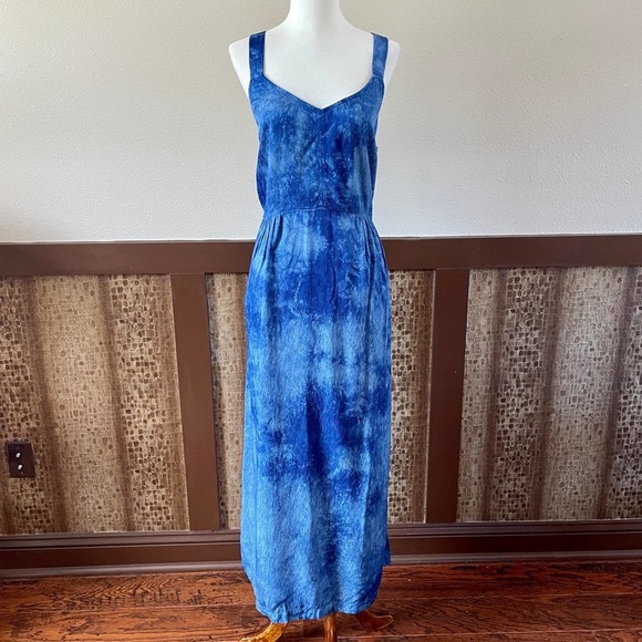Raquel Allegra Dress Sleeveless Midi Blue Tie Dye Print Size Small NWT - Picture 2 of 11